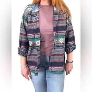 Vintage “One Company”  SouthWestern Button Up Long Sleeve Shirt (Women’s S/M)